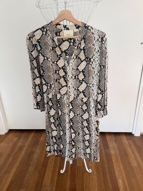 Mauve by Anthropology Snake Print Dress, Women’s Size Small, Neutral Tones.